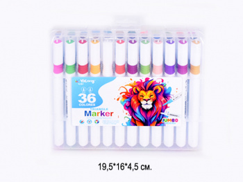 кц_Маркеры арт. YL245108-36 Двусторонние 36 шт. "Лев" в пласт. кор.